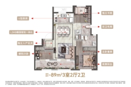 国祥府3室2厅1厨2卫建面89.00㎡