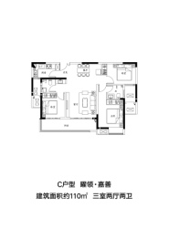 西湖嘉院3室2厅1厨2卫建面110.00㎡