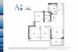 卓越东部蔚蓝海岸2室2厅1厨1卫建面79.00㎡