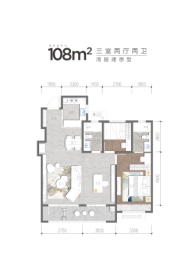 海信星海湾3室2厅1厨2卫建面108.00㎡