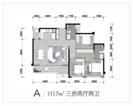 龙湖天府 云河颂3室2厅1厨2卫建面117.00㎡