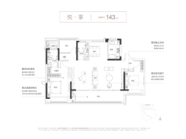 润城中心3室2厅1厨2卫建面143.00㎡