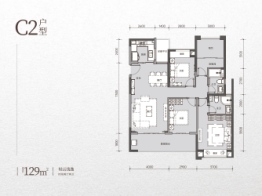 金地·都会风華4室2厅1厨2卫建面129.00㎡