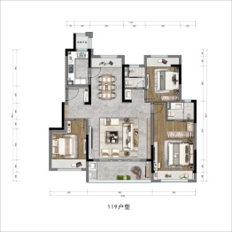 国锐·雲熙3室2厅1厨2卫建面119.00㎡