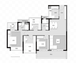 中海源境4室2厅1厨2卫建面124.00㎡