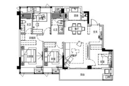 建总江南尚璟4室2厅1厨2卫建面125.00㎡