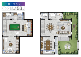 龙湾府3室3厅5卫建面153.00㎡