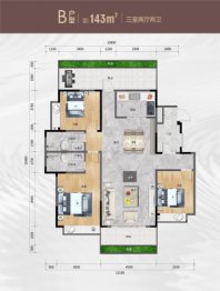 恒润·中御海棠3室2厅1厨2卫建面143.00㎡