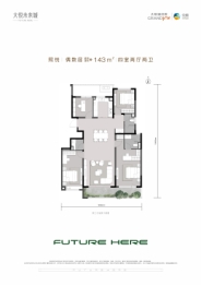 中粮·大悦未来城4室2厅1厨2卫建面143.00㎡