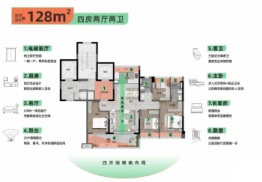 大运万科城4室2厅1厨2卫建面128.00㎡