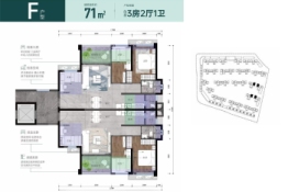 富居·禧公馆3室2厅1厨1卫建面71.00㎡