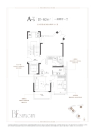 前滩润璟1室2厅1厨1卫建面63.00㎡