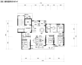 鸿翔东望隽府4室2厅1厨3卫建面167.00㎡