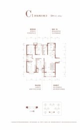 豪润时光里4室2厅1厨2卫建面141.46㎡