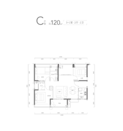 小梅沙·觐海府3室2厅1厨2卫建面120.00㎡