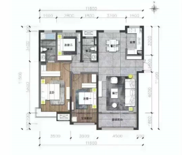 晋府壹号3室2厅1厨2卫建面147.10㎡