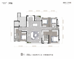 龙湖滨江 云河颂4室2厅1厨3卫建面186.00㎡