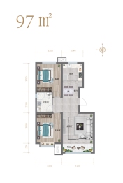 嘉诚瑞郡2室2厅1厨1卫建面97.00㎡