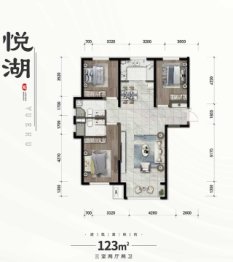  万正湖景苑3室2厅1厨2卫建面123.00㎡