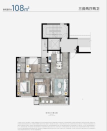 时代江上鸣翠3室2厅1厨2卫建面108.00㎡