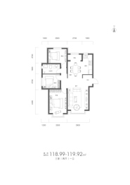 东鸿·蝶翠里3室2厅1厨1卫建面118.99㎡