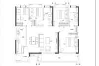 建面122平四房户型图