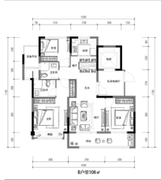 鸿翔鸿樾府3室2厅1厨2卫建面108.00㎡