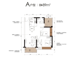 锦荟年华花园2室2厅1厨2卫建面89.00㎡