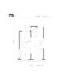 中铁·滨城云著2室2厅1厨1卫建面75.00㎡