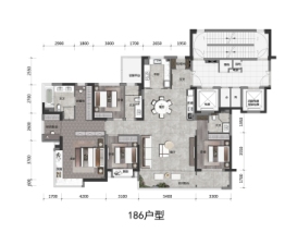 宁波建发璞云4室2厅1厨3卫建面186.00㎡