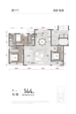 海棠悦府悦耀144㎡（3+1）室两厅两卫户型