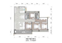 保利灯湖天珺4室2厅1厨2卫建面142.00㎡