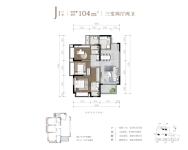 J1 户型 104㎡ 三室两厅两卫