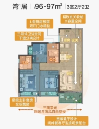 一湾云璟3室2厅1厨2卫建面96.00㎡