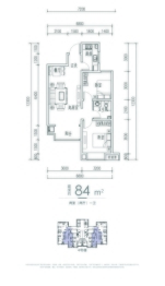 毓秀公馆2室2厅1卫建面84.00㎡