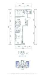 毓秀公馆2室2厅1卫建面88.00㎡