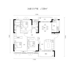 隐秀山居3室2厅1厨2卫建面128.00㎡