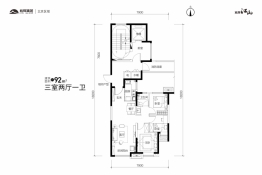 旭辉江山3室2厅1厨1卫建面92.00㎡