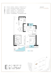 洪城尚璟2室2厅1卫建面75.00㎡