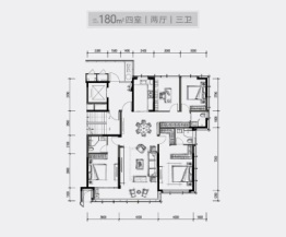 巨成璟都会4室2厅1厨3卫建面180.00㎡