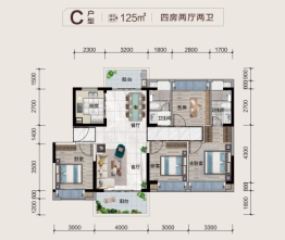 惠州交投·金河悦府4室2厅1厨2卫建面125.00㎡