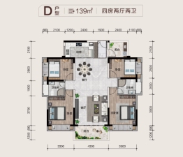 惠州交投·金河悦府4室2厅1厨2卫建面139.00㎡