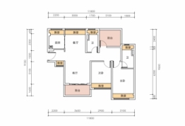 玖玺府2室2厅1厨2卫建面97.00㎡