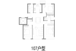 璀璨公元3室2厅1厨2卫建面107.00㎡