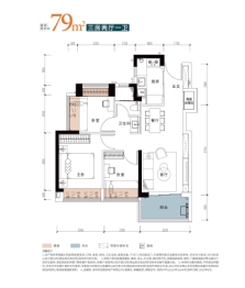 紫樾润府3室2厅1厨2卫建面79.00㎡