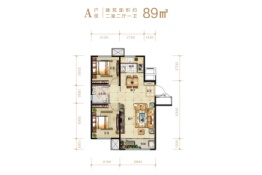 融悦府2室2厅1厨1卫建面89.00㎡