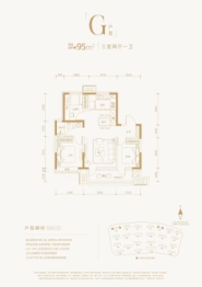 金地公园华玺3室2厅1厨1卫建面95.00㎡