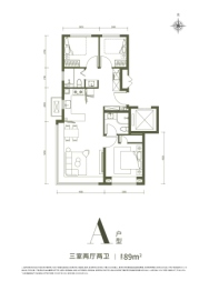 招商璀璨时代3室2厅1厨2卫建面89.00㎡