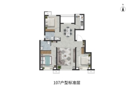 泽信拾光名著3室2厅2卫建面107.00㎡