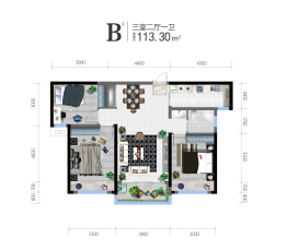 紫郡·上上城3室2厅1厨1卫建面113.30㎡